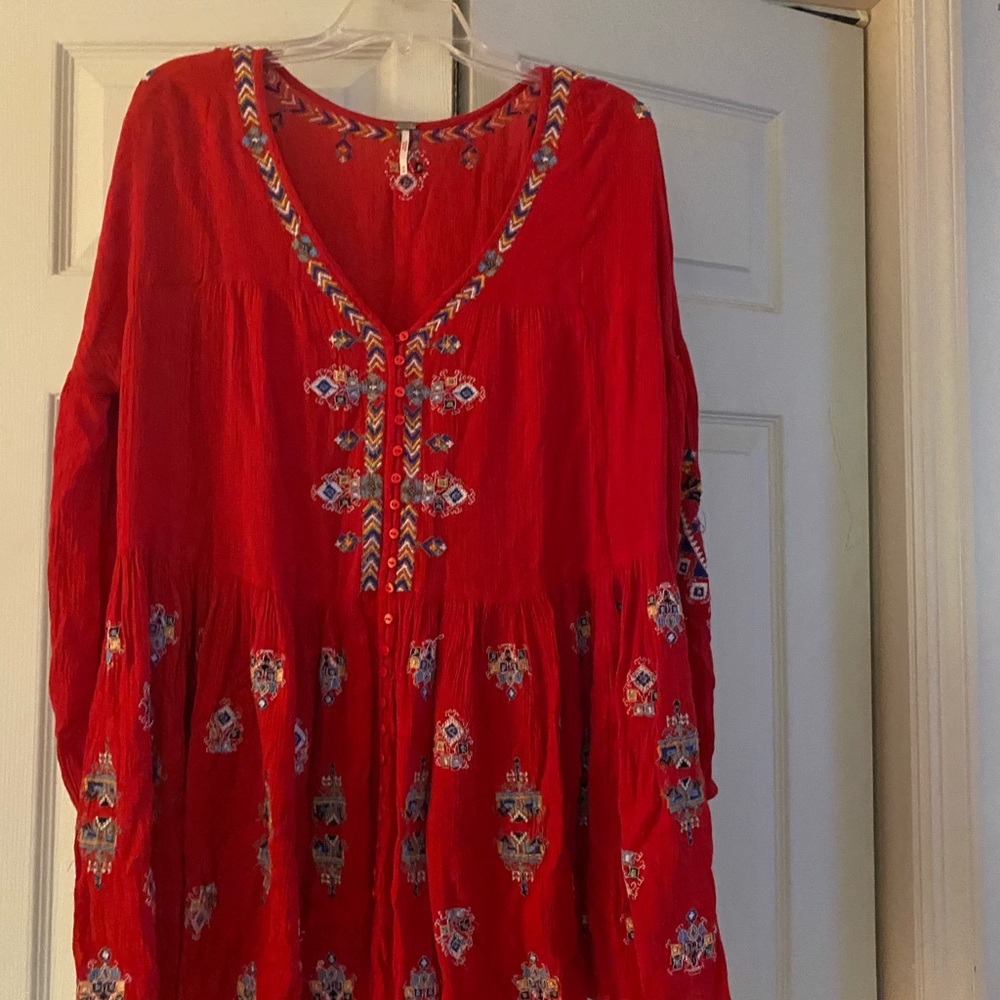Free People | Boho Ariana Embroidered Floral Tunic Dress